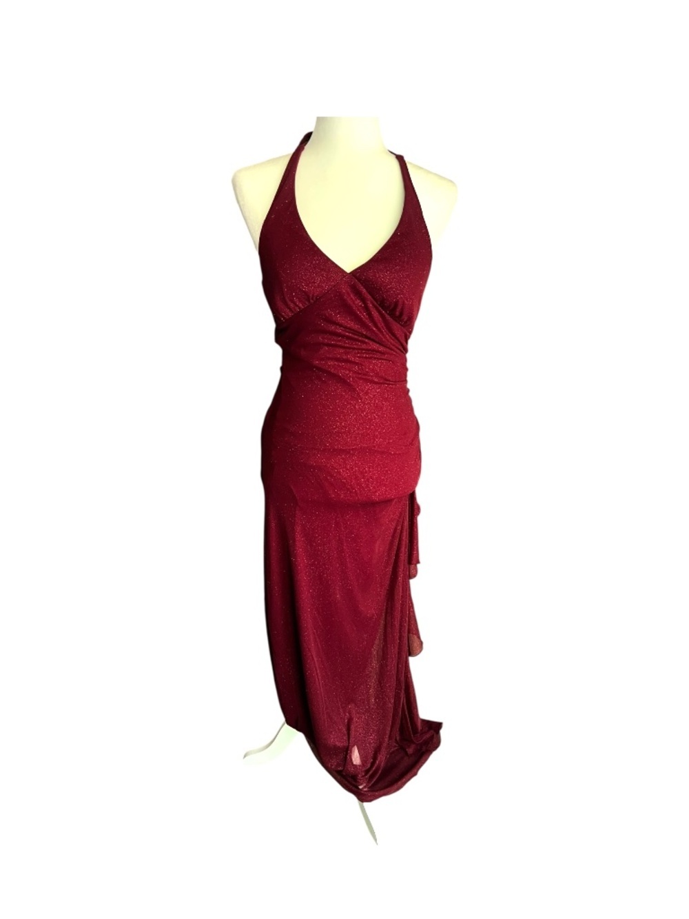 Y2K Vintage Dark Red Halter Sparkley Long Gown <3 Vampy Mcbling Medium